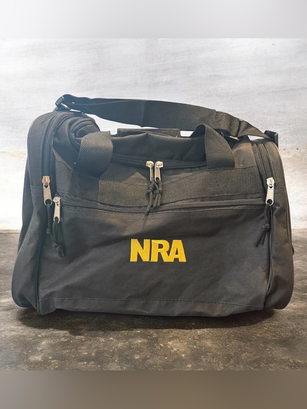 NRA Duffle Black Bag Double Handles & Adjustable Shoulder Strap